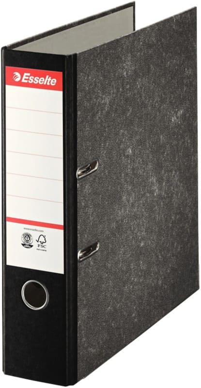 Esselte Essentials Wide Lever Arch File A4, Foolscap 72 mm Black 2 Rings 2121251 Cardboard Marbled Portrait Pack of 10