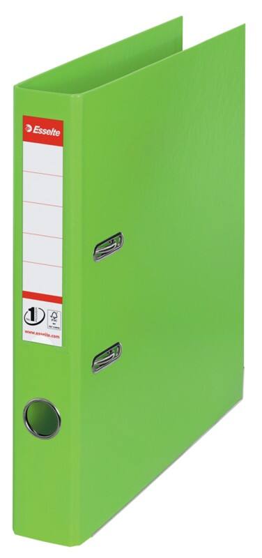 Esselte No.1 VIVIDA Narrow Lever Arch File A4 52 mm Green 2 Rings 624073 Polypropylene Portrait Pack of 10