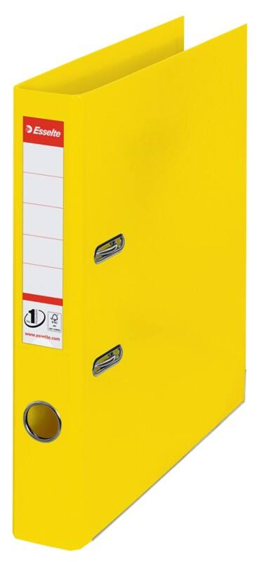 Esselte No.1 VIVIDA Narrow Lever Arch File A4 52 mm Yellow 2 Rings 624074 Polypropylene Portrait Pack of 10