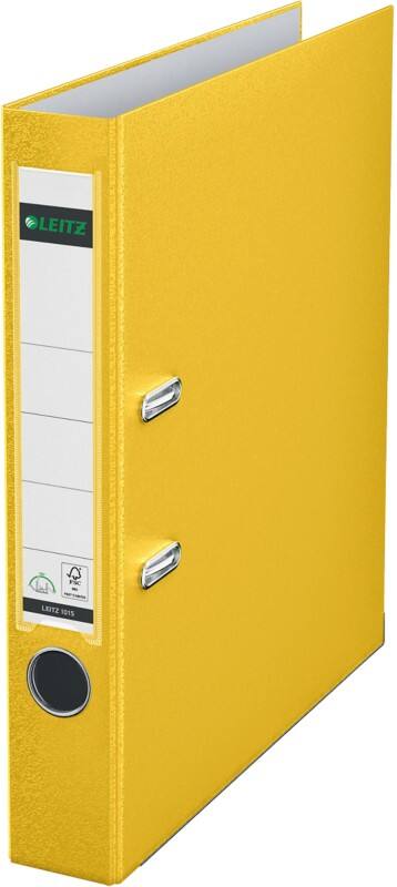 Leitz 180° Narrow Lever Arch File A4 52 mm Yellow 2 Rings 1015 Polypropylene Portrait Pack of 10