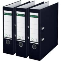 Leitz 180° Lever Arch File A4 82 mm Black 2 ring 1010 Polypropylene Portrait  Pack of 3