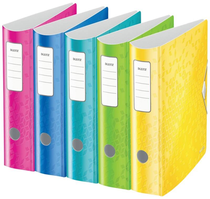 Leitz 180° Active WOW Wide Lever Arch File A4 82 mm Assorted 2 Rings 1106 Polyfoam Portrait Pack of 5