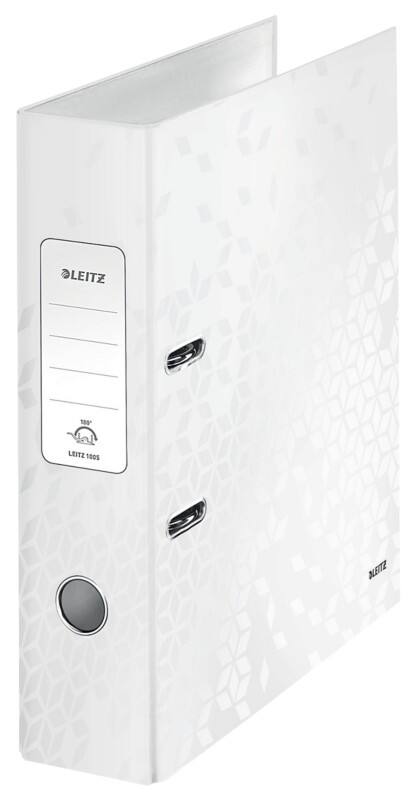 Leitz 180° WOW Wide Lever Arch File A4 80 mm White 2 Rings 1005 Laminated Cardboard Portrait Pack of 5