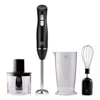 MasterChef Stick Blender incl. 700ml Measuring Cup, Whisk and Chopper Bowl UK Stainless Steel Black