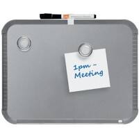 Nobo Mini Desktop or Wall Mountable Magnetic Whiteboard QB05142CD Lacquered Steel Silver Slim Frame 280 x 220 mm Grey