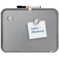 Nobo Mini Desktop or Wall Mountable Magnetic Whiteboard QB05142CD Lacquered Steel Silver Slim Frame 280 x 220 mm Grey