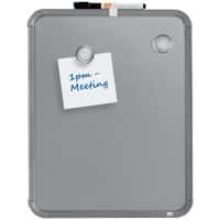 Nobo Mini Desktop or Wall Mountable Magnetic Whiteboard QB05442CD Lacquered Steeln Silver Slim Frame 280 x 360 mm White