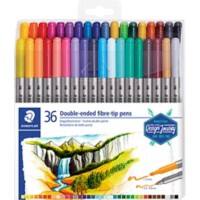 STAEDTLER Double Ended Felt Tip Pens Design Journey 0.5 - 3 mm Broad Assorted Pack of 36