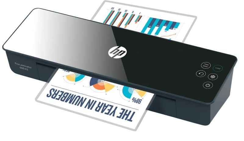 HP Pro 600 52.6 x 16.5 x 11.68 cm A3 Laminator 600 mm/min. 500 Micron 1 min warm-up period