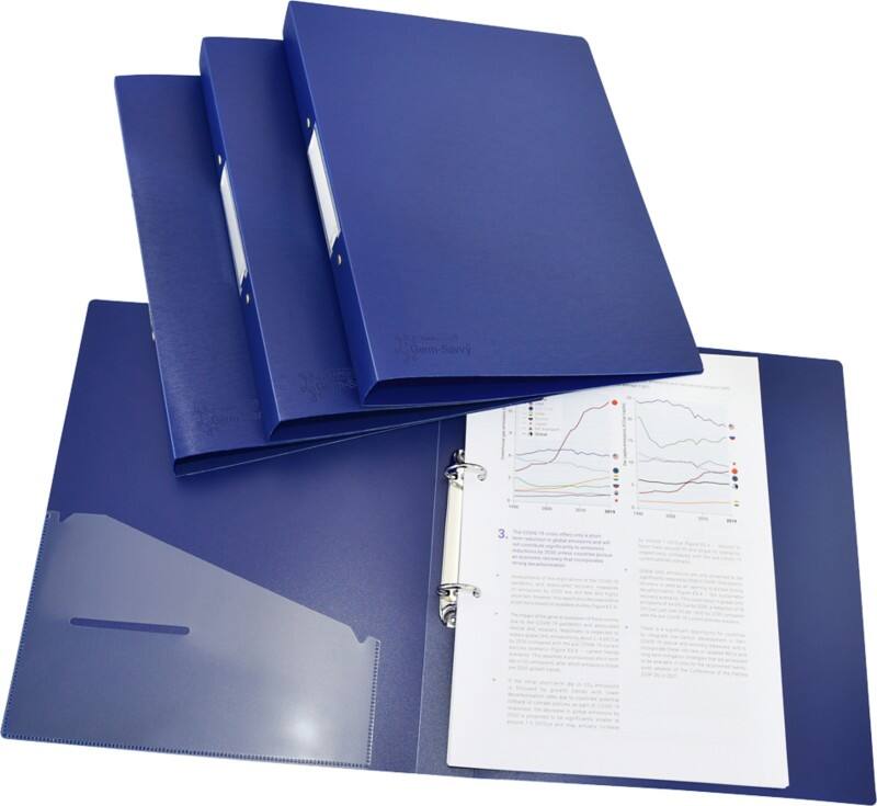 Rapesco Germ-Savvy 25 mm Ring Binder PP (Polypropylene) A4 2 Rings Blue Pack of 4
