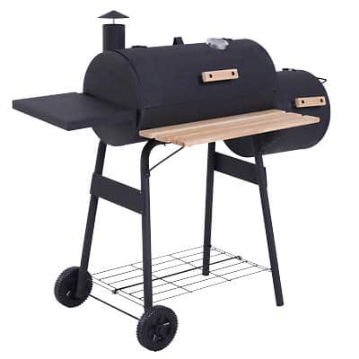 Outsunny BBQ Grill 846-036 Steel, Solid Wood Black