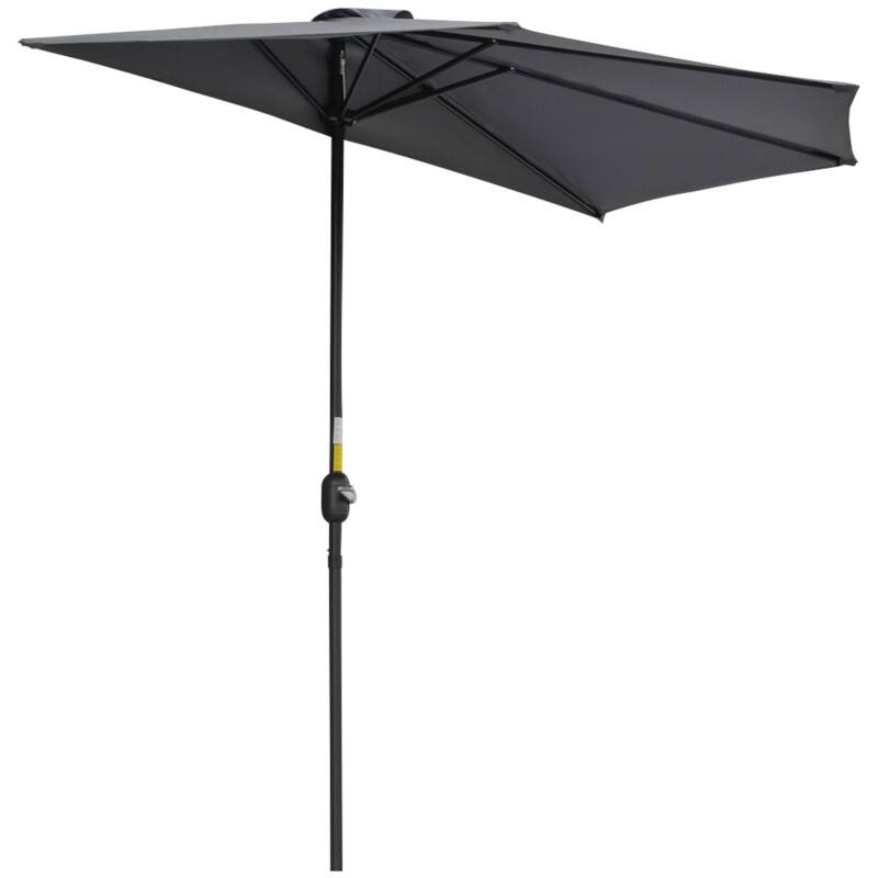 OutSunny Half Round Parasol Water-Resistant Metal, Polyester Grey