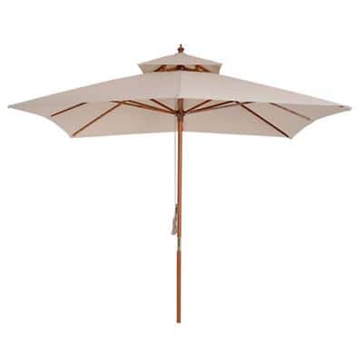 Outsunny Patio Umbrella 840-026 Bamboo, Cotton, Polyester, plastic Beige