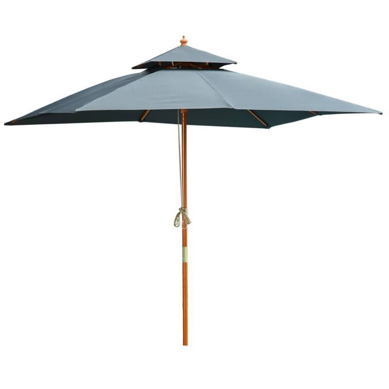 OutSunny Patio Umbrella Water-Resistant Bamboo, Cotton, Polyester, plastic Grey