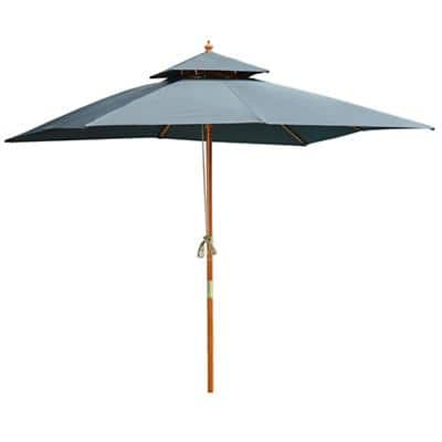 Outsunny Patio Umbrella 840-026CG Bamboo, Cotton, Polyester, plastic Grey