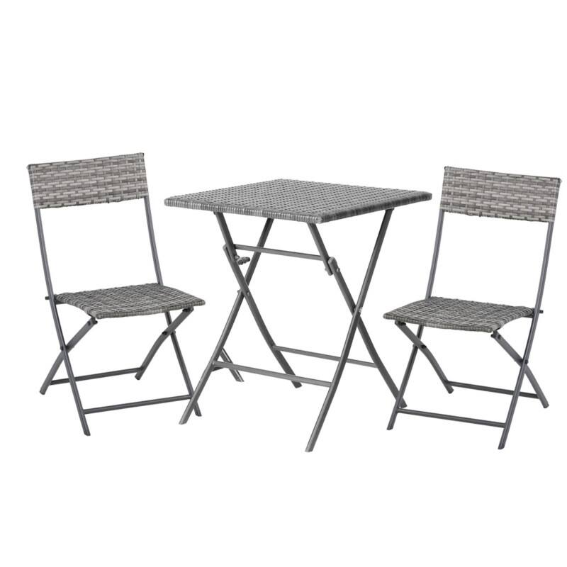 Outsunny Rattan Bistro Set 841-176GY Grey
