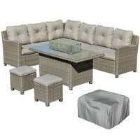 Outsunny Rattan Sofa 860-170 Grey, Light Brown