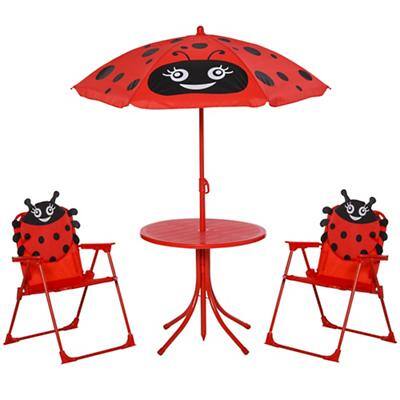 Outsunny Garden table and chair set for children Red, Black 312-024RD