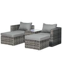 Outsunny Rattan Sofa Set 860-088GY Grey