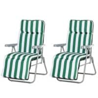 Outsunny Sun Lounger 01-0710 Steel, Polyester, Cotton Green, White Set of 2