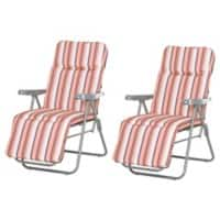 Outsunny Sun Lounger 01-0711 Steel, Polyester, Cotton Orange, White Set of 2