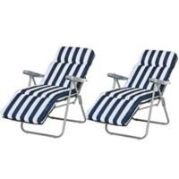 Outsunny Sun Lounger 01-0712 Steel, Polyester, Cotton Blue, White Set of 2