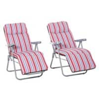 Outsunny Sun Lounger 84B-571V70RD Steel, Polyester, Cotton Red, White Set of 2