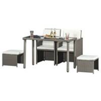 Outsunny Resin Rattan Dining Set 863-009GY Grey, Cream white