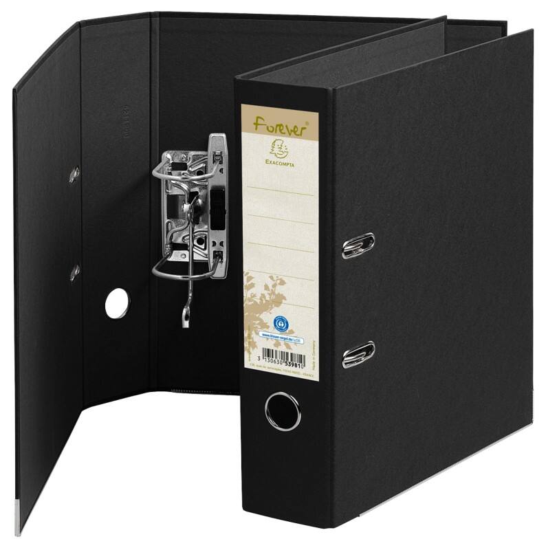Exacompta Forever Wide Lever Arch File A4 80 mm Black 2 Rings 53981E Cardboard, PP (Polypropylene) Smooth Portrait 62% Recycled