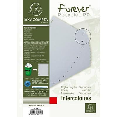 Exacompta 1 to 10 Numerical Dividers Blue Recycled 100% A4+ Grey White 10 Part 18 Holes
