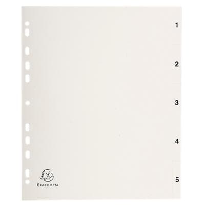 Exacompta 1 to 5 Numerical Dividers Blue Angel UZ30a (Recycled Plastics), Recycled 100% A4+ Light grey 18 Holes