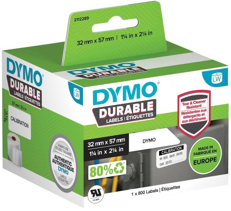 DYMO Labels 2112289 - LW Poly White 57 x 32 mm Roll of 800