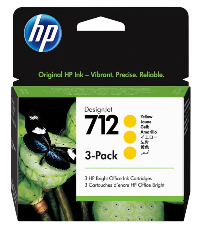 HP 712 DesignJet Ink Cartridge 3ED79A 29 ml Yellow Pack of 3