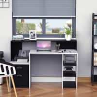 HOMCOM Desk with Shelves  x 1370 x 550 mm Black and White