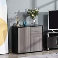 HOMCOM Particle Board Side Cabinet 2 Drawers 790 x 360 x 740 mm Grey