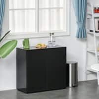HOMCOM Particle Board Side Cabinet 2 Drawers 790 x 360 x 740 mm Black