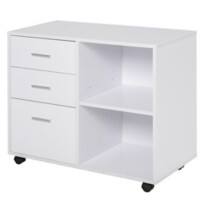 HOMCOM Particle Board Cabinet 3 Drawers 800 x 400 x 650 mm White
