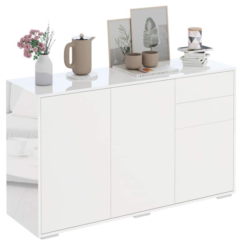 HOMCOM Particle Board Side Cabinet 2 Drawers 1,170 x 360 x 740 mm White