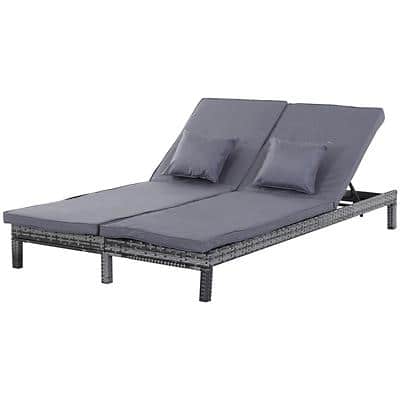 Outsunny Rattan Double-Seat Daybed 862-023V71GY Grey