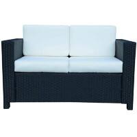 Outsunny Rattan Double-Seat Sofa 860-031BK Black, Cream-White