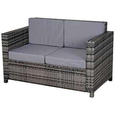 Outsunny Rattan Double-Seat Sofa 860-031GY Grey