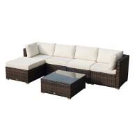 Outsunny Rattan Furniture Set 841-096 Brown, Milk-White