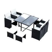 Outsunny Rattan Furniture Set 841-108 Black, Milk-White