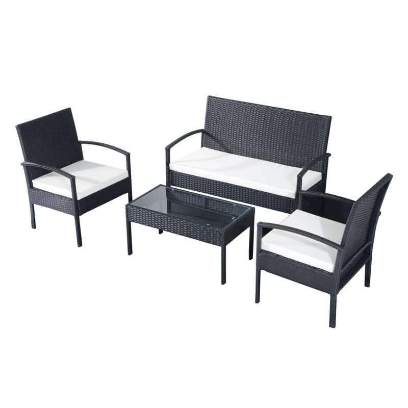 OutSunny Rattan Furniture Set Black, Cream