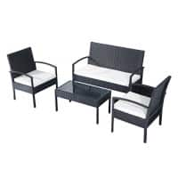 Outsunny Rattan Furniture Set 841-142 Black, Cream-White