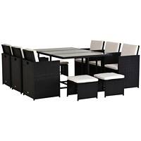 Outsunny Rattan Furniture Set 841-163 Black, Milk-White