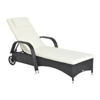 OutSunny Rattan Sun Lounger Black