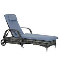 Outsunny Rattan Lounger 862-005V01GY Grey