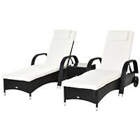 OutSunny Rattan Sun Lounger Black, Cream