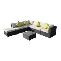 OutSunny Rattan Garden Furniture Set Black